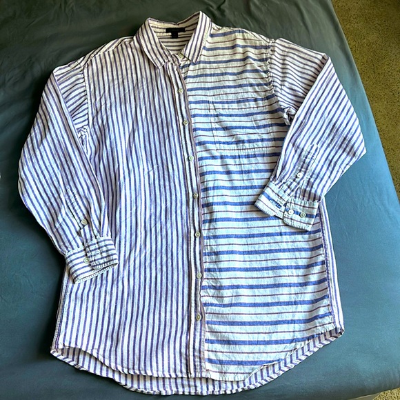 J. Crew Other - JCrew Striped Linen Beach Shirt Cover Up